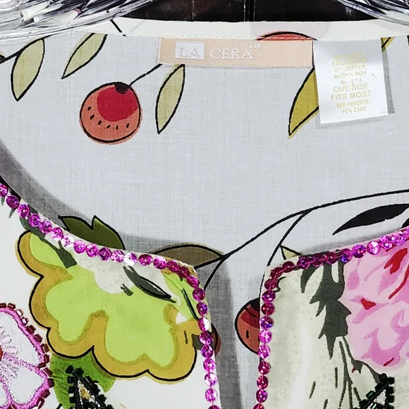 La Cera Colorful Floral Kaftan Mu Mu Dress One Size Fits Most Cover Up - Picture 3 of 7